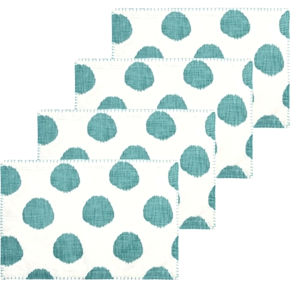 NEW Carol & Frank Lot, Placemat Set, Table Runner and Napkins Dot Lagoon Cotton - Picture 2 of 8